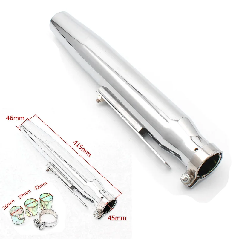 Универсальный мотоциклетный глушитель без застежек 2 цвета хромированный/черный