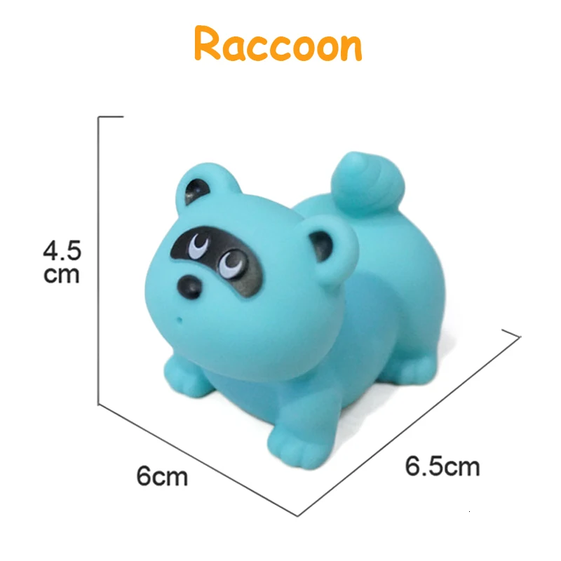 raccon 1 шт. детские игрушки для ванной мягкие резиновые утки сжимаемые звук поплавок животные ванная комната игрушки для плавания для детей мальчиков и девочек - Цвет: raccon
