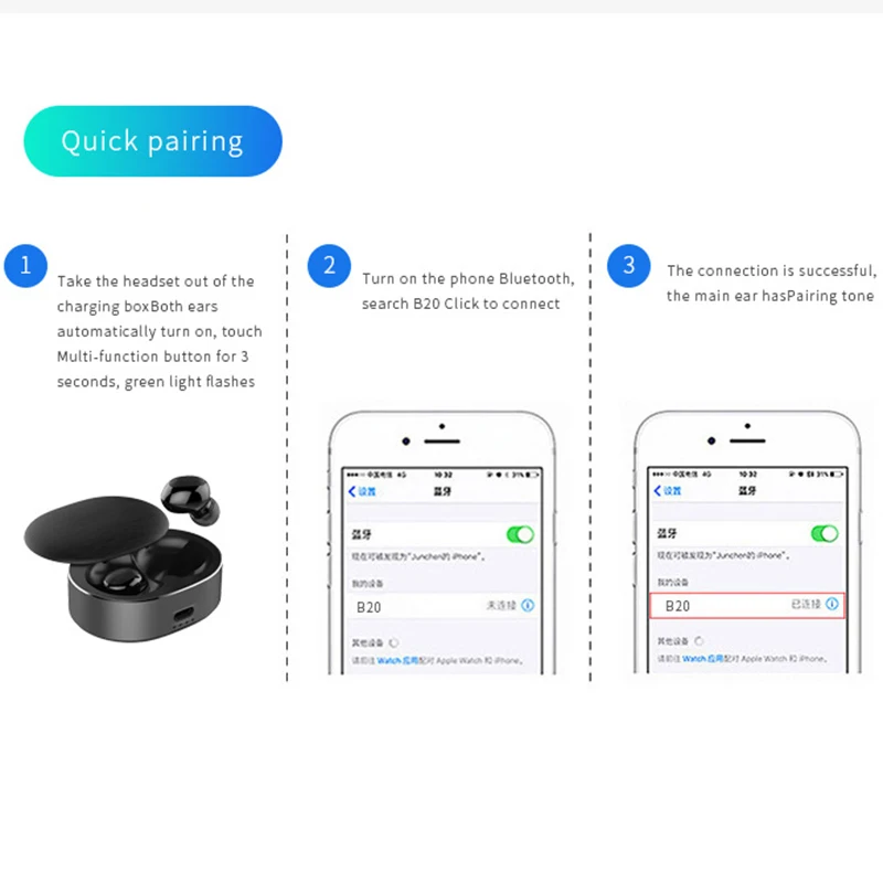 للبيع سماعات بلوتوث TWS داخل الأذن سماعات لاسلكية ستيريو رياضية غير مرئية مع جراب شحن HJ55