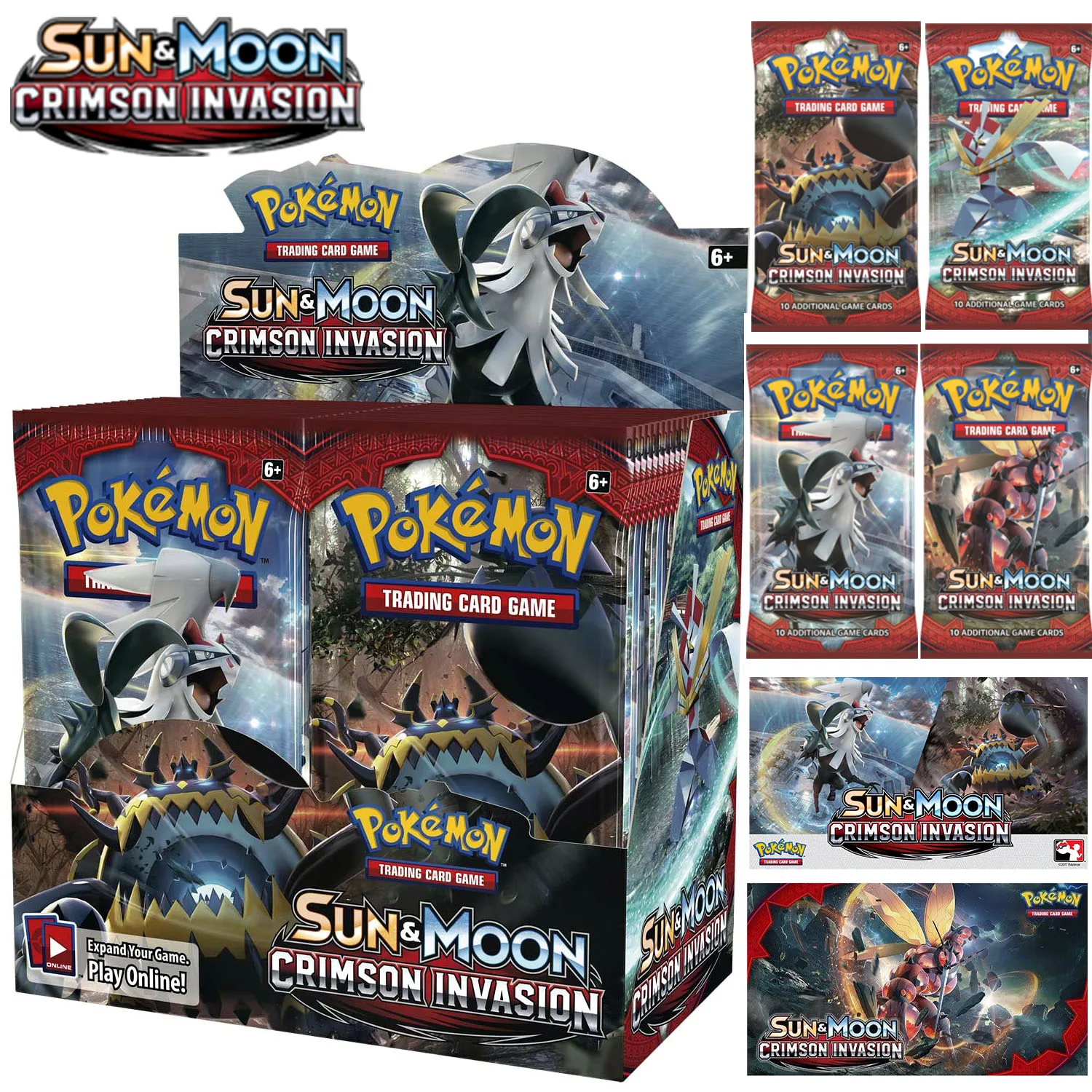 

324 pokemon card Pokemon TCG Sun & Moon Crimson Invasion Booster 36 Pack BOX (Sealed)(English) Children Toy Birthday Gift