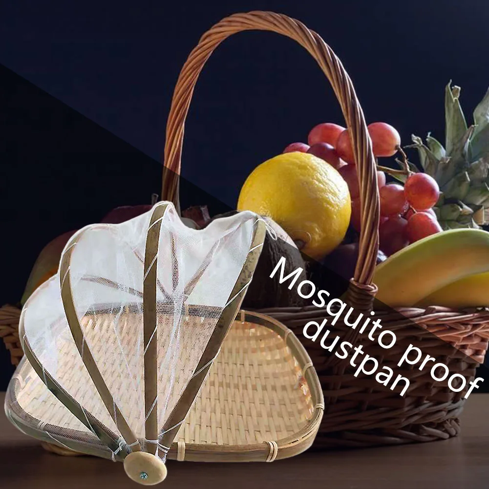 

Rectangle Folding Basket Food Storage Tray Bugproof Dustpan Dustproof Cover Mesh Storage Rack Kitchen Folding Containers