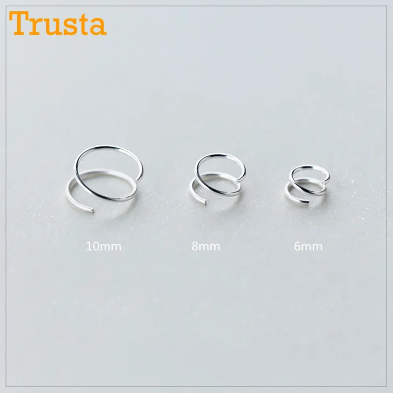 Trusta 925 пробы серебряные маленькие серьги с ушками 6 мм 8 мм 10 мм плотно Упакованные мини Двойные серьги DS449
