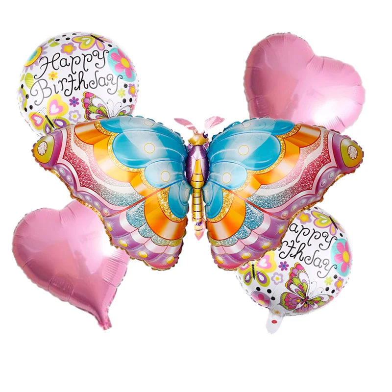 5 шт./лот красочными бабочками и бантиками воздушный шарик из фольги в форме 18