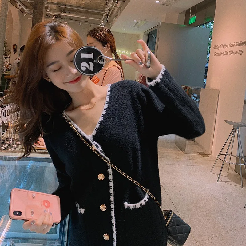 Small fragrant wind sweater cardigan women spring and autumn outer wear Korean style loose lazy knit jacket top trend |