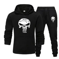 2 pieces sets tracksuit men skull brand autumn winter hooded sweatshirt drawstring pants male sport hoodies running sportswear