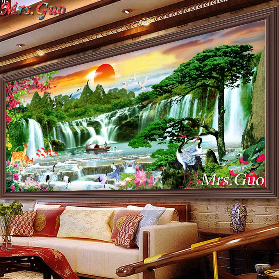 

Картина-мозаика 5D «Водопад», квадратная, круглая, для домашнего декора, набор для рукоделия г.