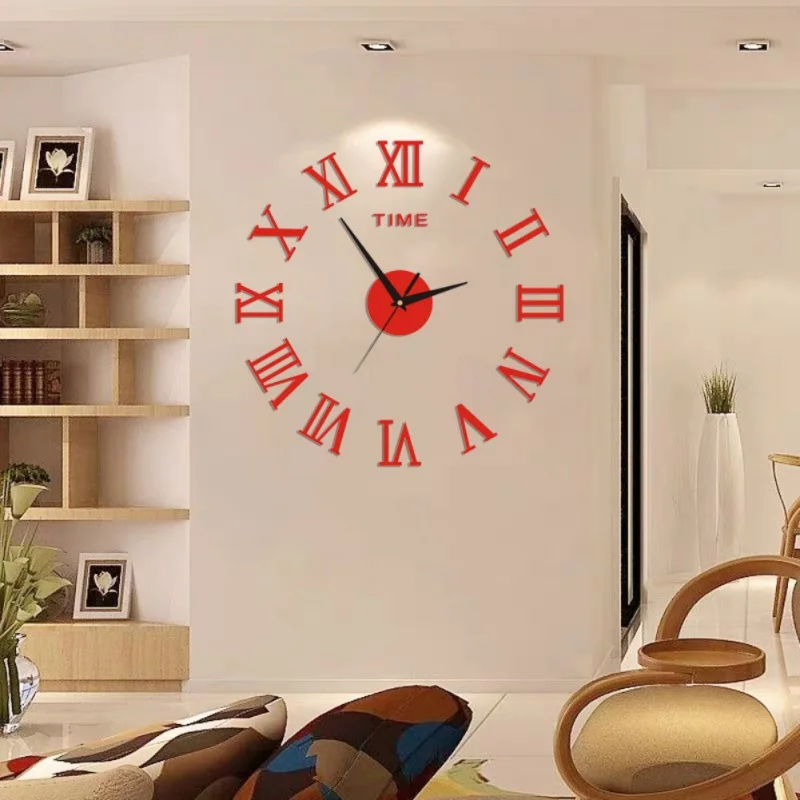 

Roman numbers Mirror Surface Wall Clock Sticker Modern 3D DIY Home Office Room DIY Decor Household Decorative Clocks Stickers