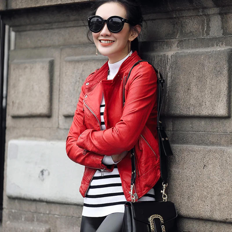 Осень 100% Весна натуральная овчина пальто женское элегантное размера плюс куртка