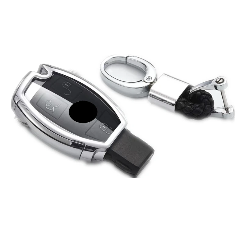 silver with keychain ТПУ чехол для ключей автомобиля для Mercedes Benz W203 W210 W211 W124 W202 W204 W212 W176 AMG аксессуары брелок - Название цвета: silver with keychain