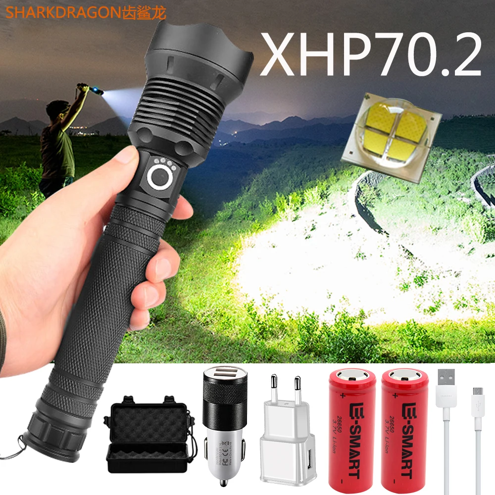 Светодиодный фонарик XHP70.2 XHP50 12000 люмен самый мощный водонепроницаемый с зумом и