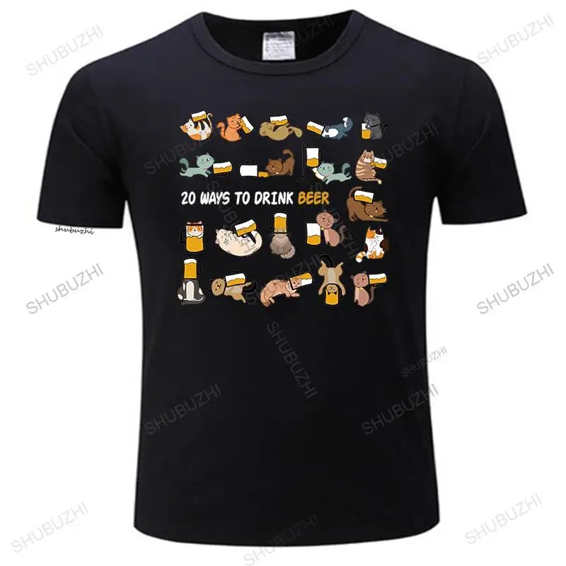 

new arrived men crew neck t-shirt summer black t shirts hot sale 20 WAYS TO DRINK BEER Mens shubuzhi funny Tee-shirt Euro size