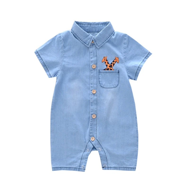 

Baby Summer Denim Romper Clothing Newborn Infant Boy Girl Deer Pattern Printed Clothes Jumpsuit Outfit Short Sleeve Overall