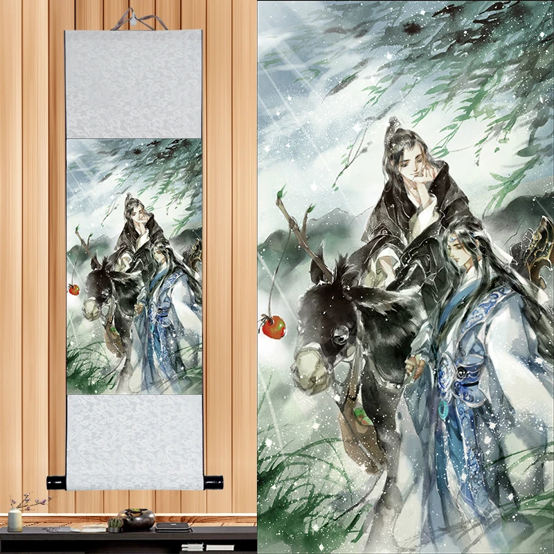 30 см * 80 Tian Guan Ci Fu Hua Cheng Xie Lian Печатный постер с изображением прокрутки Настенный