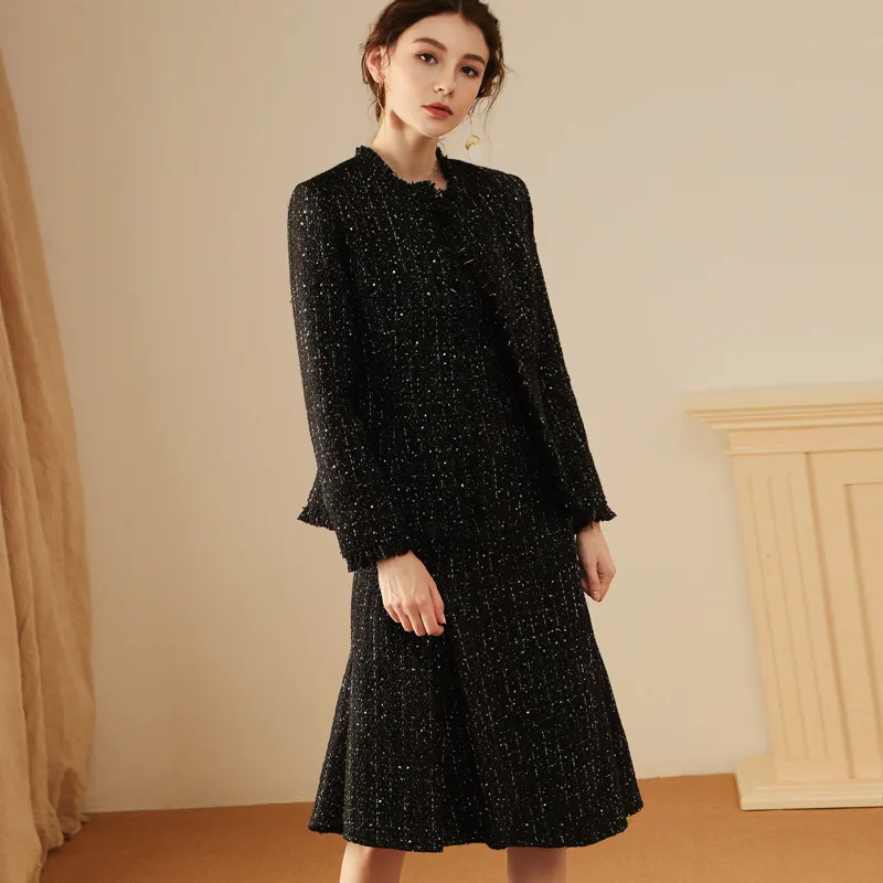 Max Spri 2020 новая коллекция для Chanelstyle Женский комплект из двух предметов твидовая