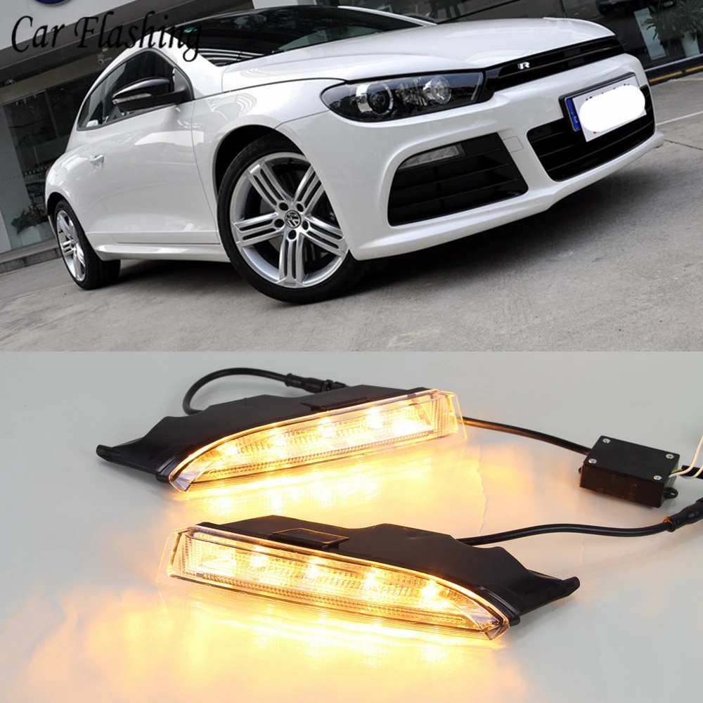 Дневные ходовые огни для VW Volkswagen Scirocco R Line 2010 2011 светодиодный дневные с желтым