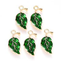 100pcs alloy enamel leaf charms necklace pendants for diy bracelet earrings findings jewelry making supplies accessory wholesale