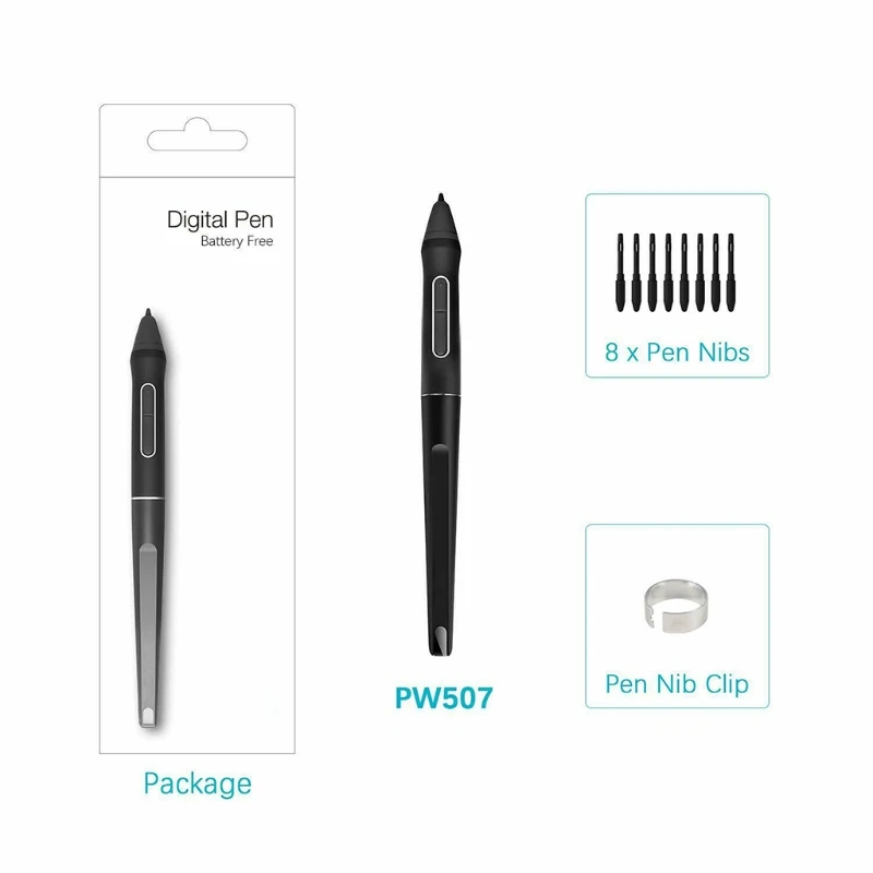 Цифровые графические планшеты PW507 Stylus Pen для HUION Kamvas Pro 12/Pro 13/Pro 16/16/20 с двумя