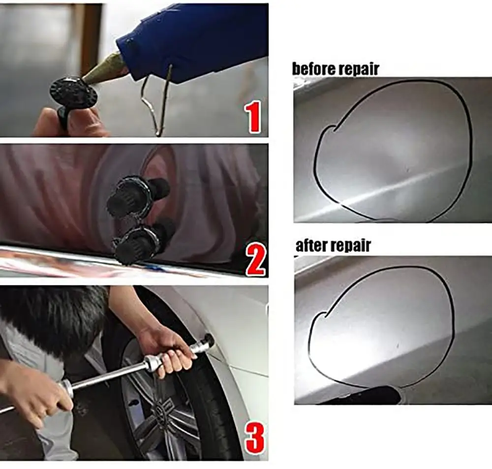 

DIY Paintless Dent Repair Kit-Reverse Hammer Dent Lifter Puller Removal Tool Set Suction Cup for Remove Dents