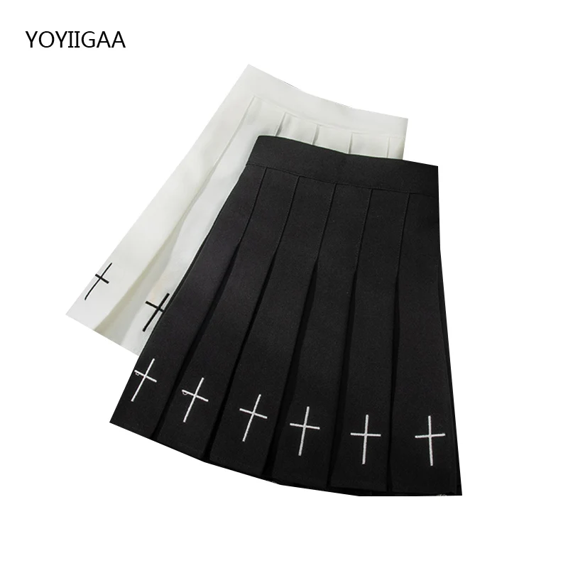 

Black Gothic Women's Skirt College Style Female Pleated Skirts High Waist A-Line Woman Mini Skirts Harajuku Ladies Short Skirt