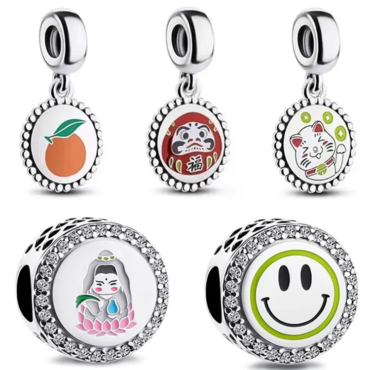 

Authentic 925 Sterling Silver Exclusive Shining Smiley With Crystal Charm Bead Fit Pandora Bracelet & Necklace Jewelry
