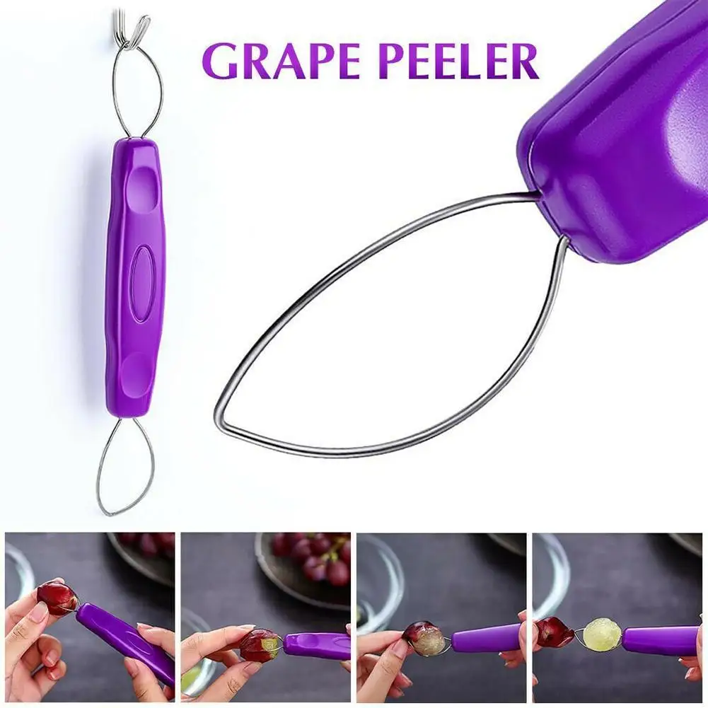 

1PCS Convenient Grape Peelers 2 Steel Rings Fruit Peeler Tools Eco-Friendly Accessories Kitchen T7Q3