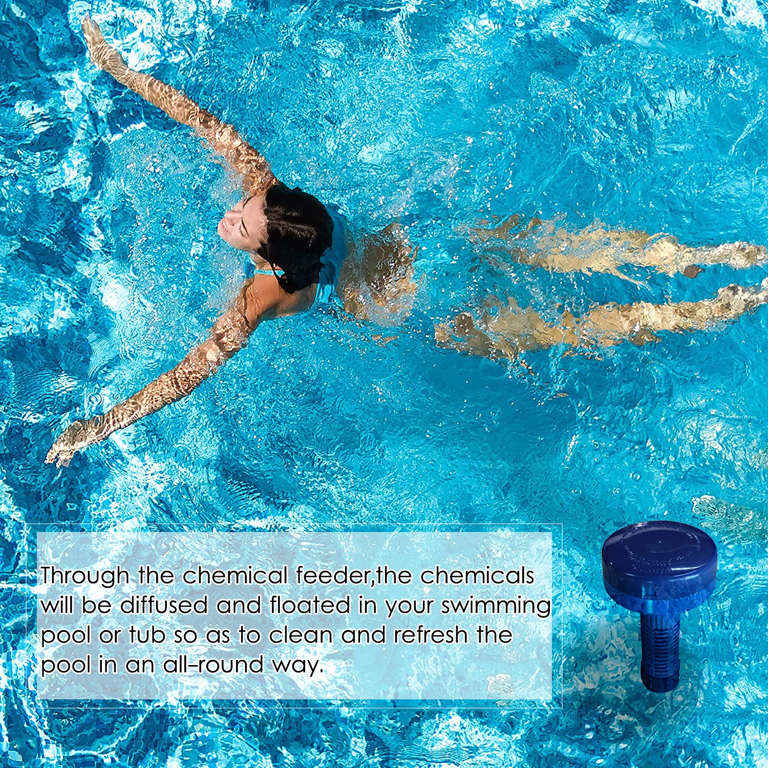 

Floating Chemical Feeder with Scale Rotation Adjustable Chemical Dispenser Dosing Device Chlorinator for Swimming Pool Spa