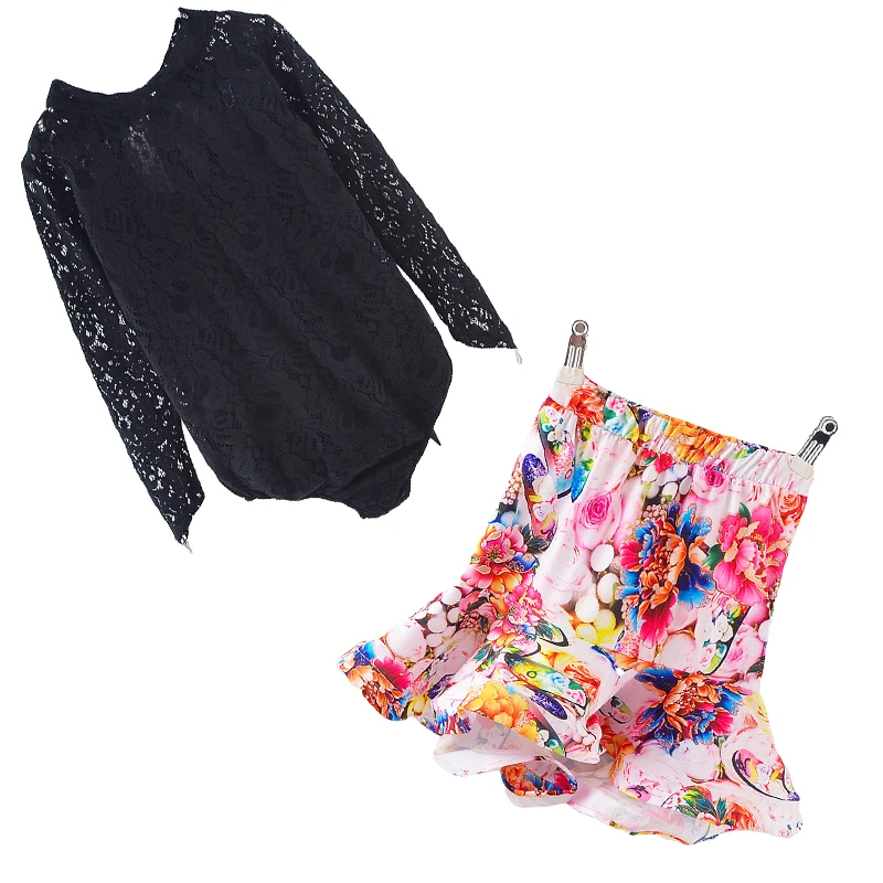 Юбка и топ для латиноамериканских танцев с принтом девушек | Тематическая одежда