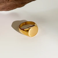 monlansher stylish geometric round glossy ring gold color titanium steel rings for women minimalist statement rings jewelry gift