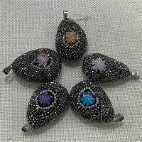 1 pcsbag resin pendant oval inlaid crystal necklace pendant handmade diy ladies vintage bracelet necklace accessories wholesale