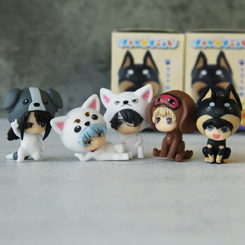 5 шт. Аниме Фигурка гинтама Серебряная душа Sakata Gintoki Hijikata Toushirou Okita Sougo животных Ver
