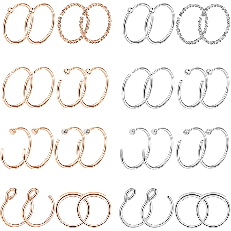 32 шт. 20G кольцо для носа из нержавеющей стали шпильки пирсинга обруч ушной хрящ