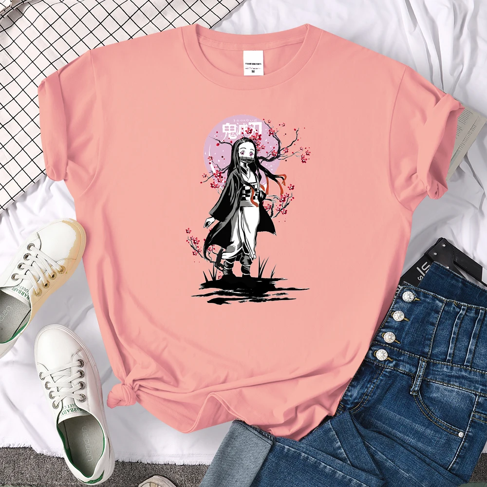 

Anime Demon Killer Kamado Nezuko Cartoon Print Unisex T-shirt Large Size Comfortable Breathable Top