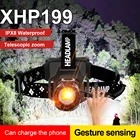 18650 лм XHP199 ультрамощный налобный фонарь, перезаряжаемый светодиодный налобный фонарь, масштабируемый налобный фонарь, передний светодиодный налобный фонарь для рыбалки