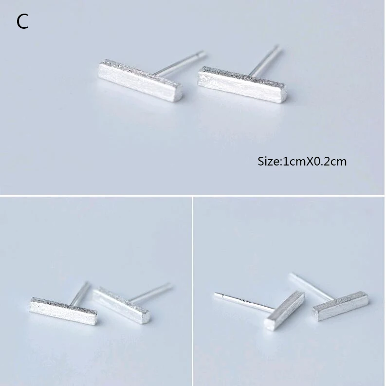 1Pair C Trusta, 1 пара, 925 пробы, серебряные ювелирные серьги-гвоздики, круглая квадратная ручка, серьги, классный подарок для девушек-подростков DA05 - Окраска металла: 1Pair C