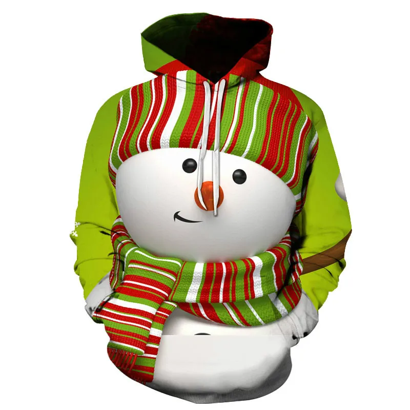 

Men's Women's 3D Printing Hoodie Fashion Casual Trend Santa Snowman Top Hooded Sweater 2021 Fall/Winter New Apparel