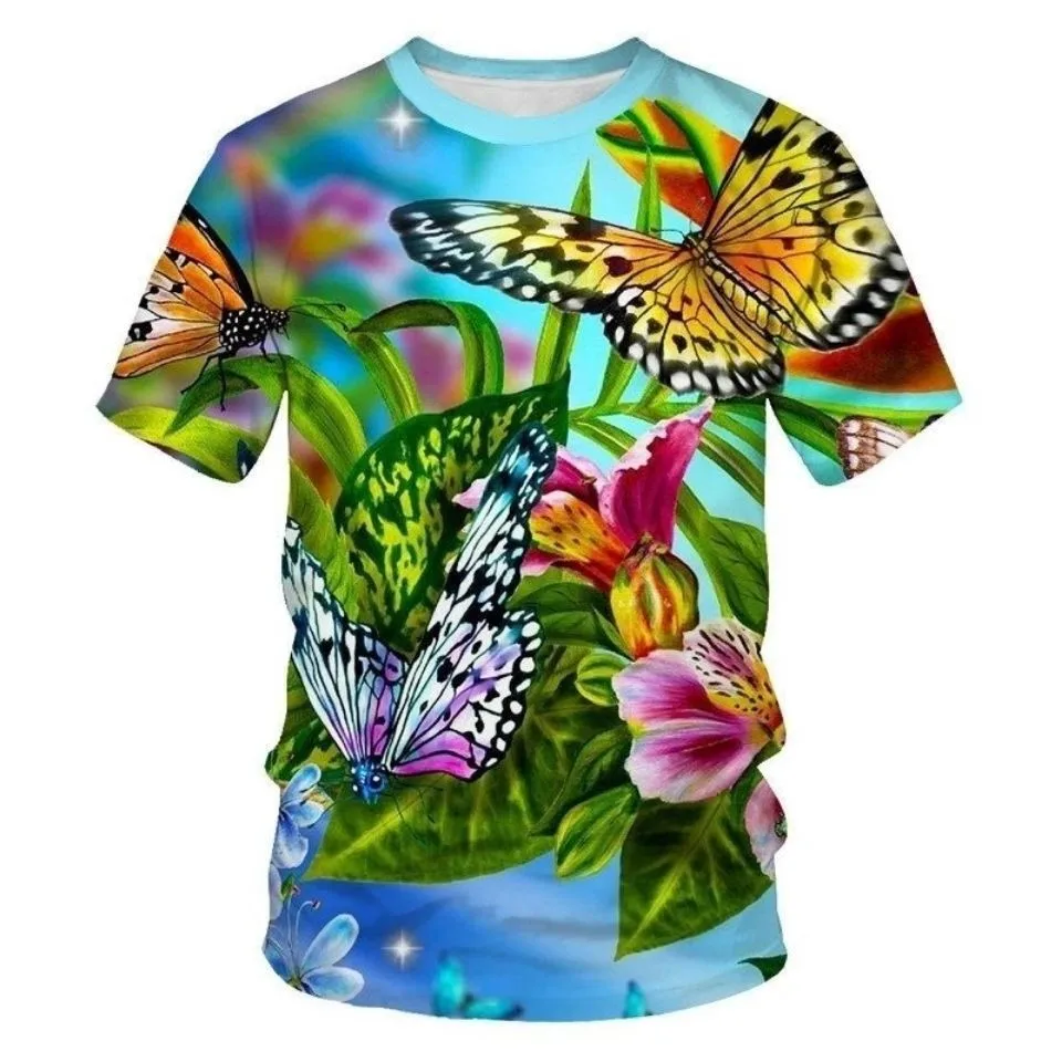 

2020 New Summer Butterfly Pattern T shirt Printing Kids T-shirt Boy Girls Clothes Butterfly Children T-shirt Kids Teenager Top