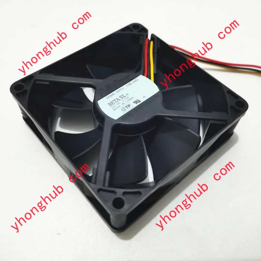 3-проводной серверный Вентилятор охлаждения Nidec D08K-24TU 13B DC 24V 0.13A 80x80x25 мм