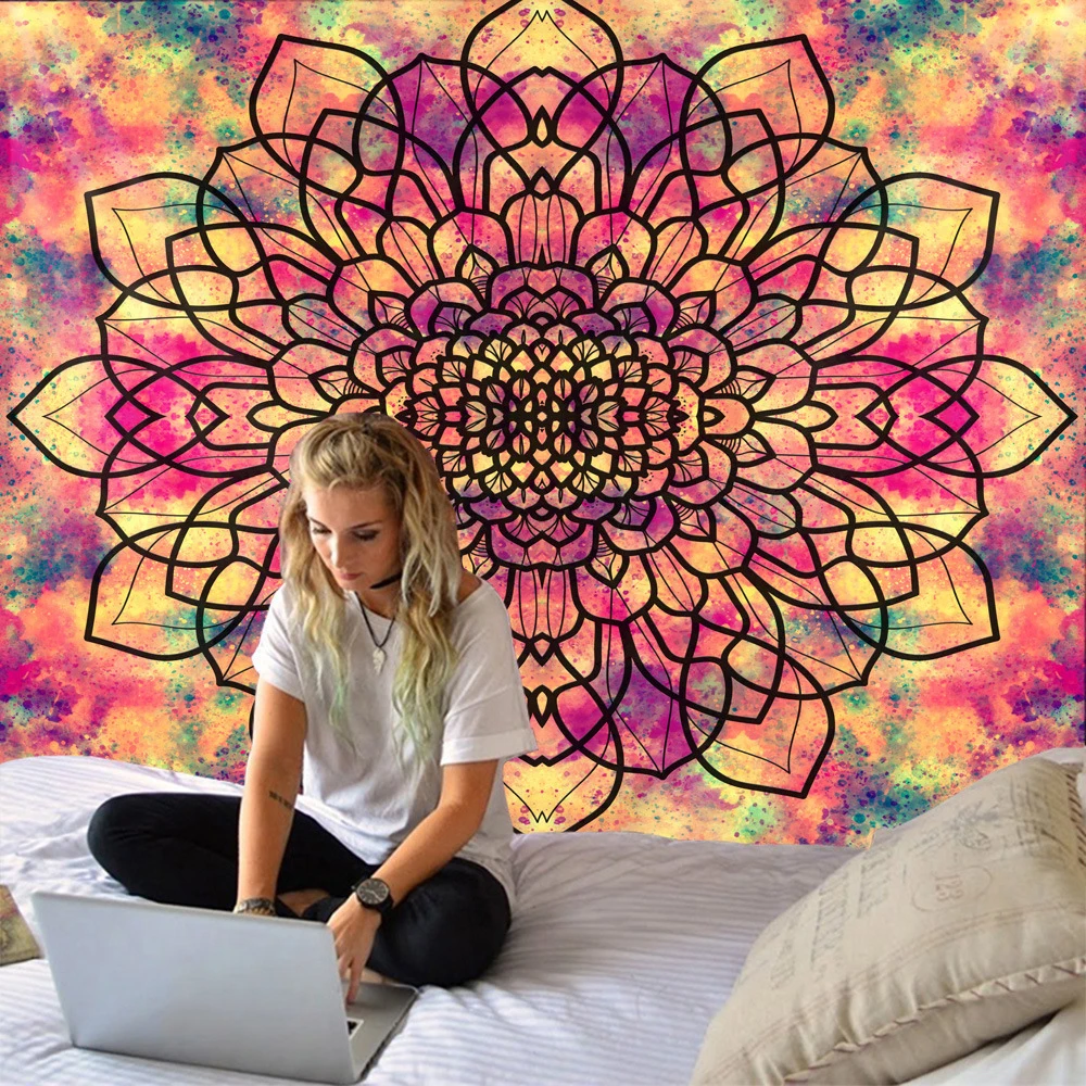 

2021 New Style Tapestry Wall Hanging Colorful HAPPY BIRTHDAY Print Tapestries Decoration for Bedroom Living Room