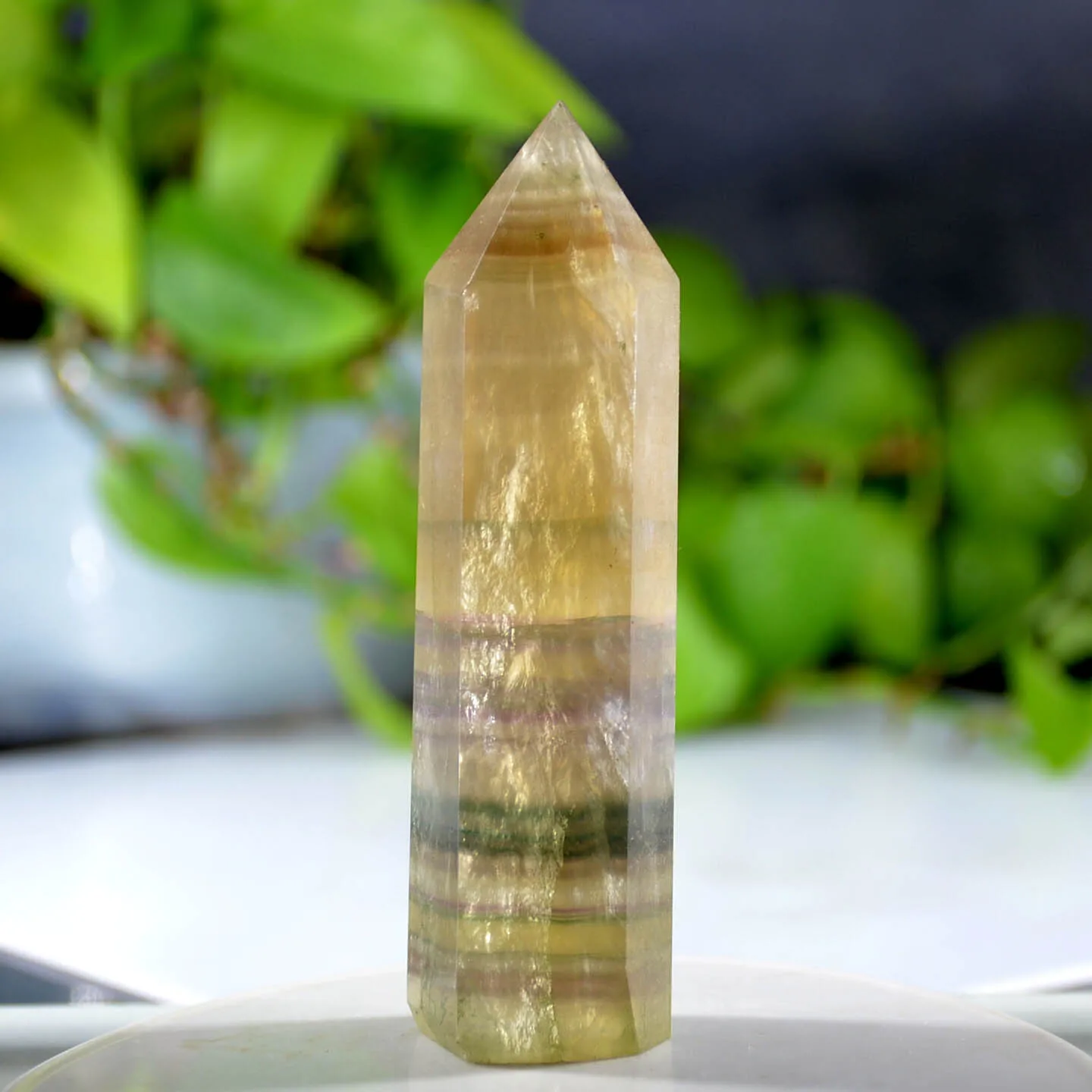 

Natural Colorful Fluorite Hexagonal Column Crystal Point Healing Wand Mineral Quartz Home Decoration Stone Study Room Decoratio