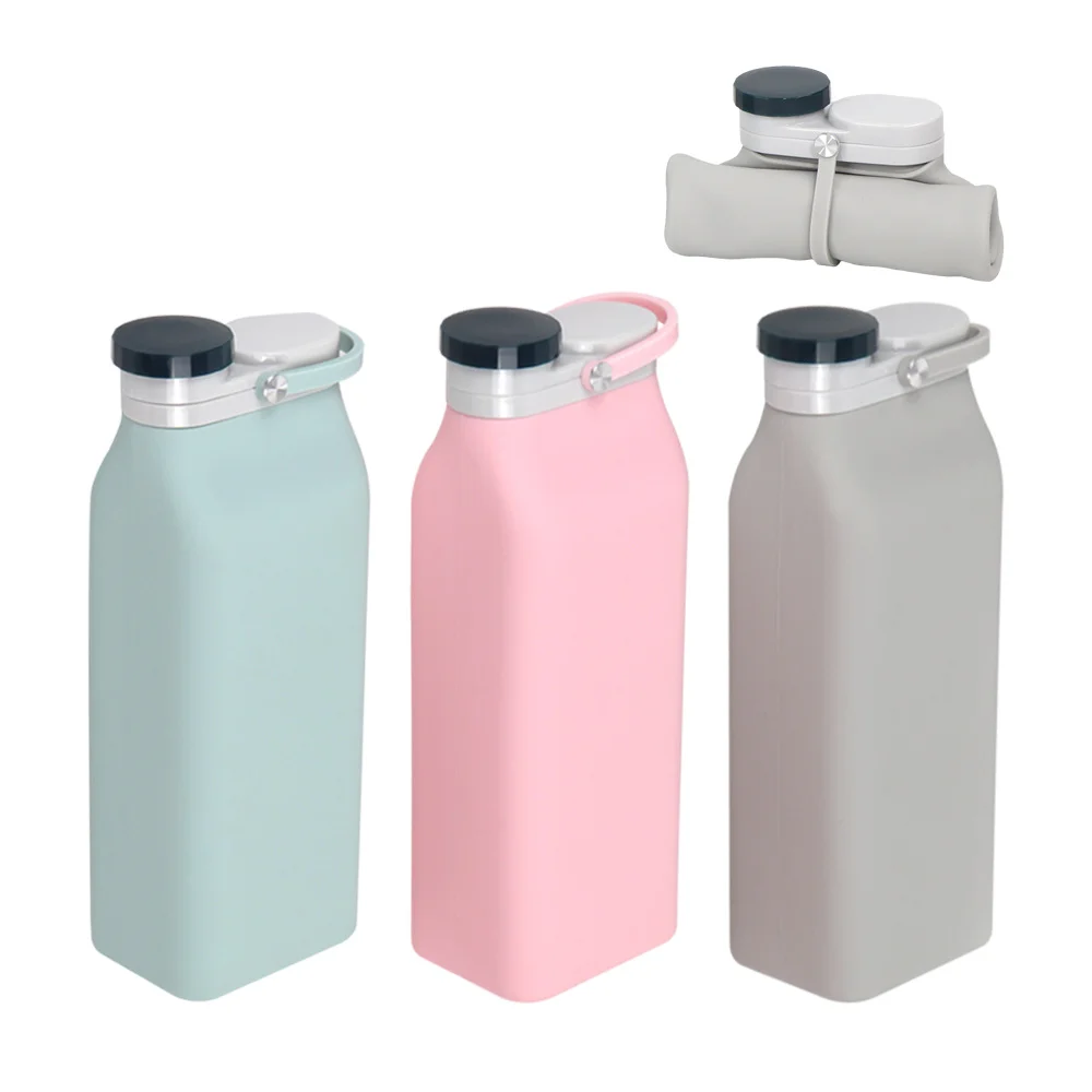 

600ml Outdoor Silicone Collapsible Water Bottle Food Grade Portable Folding Camping Water Drink Bottle for Travel Sport Fitness