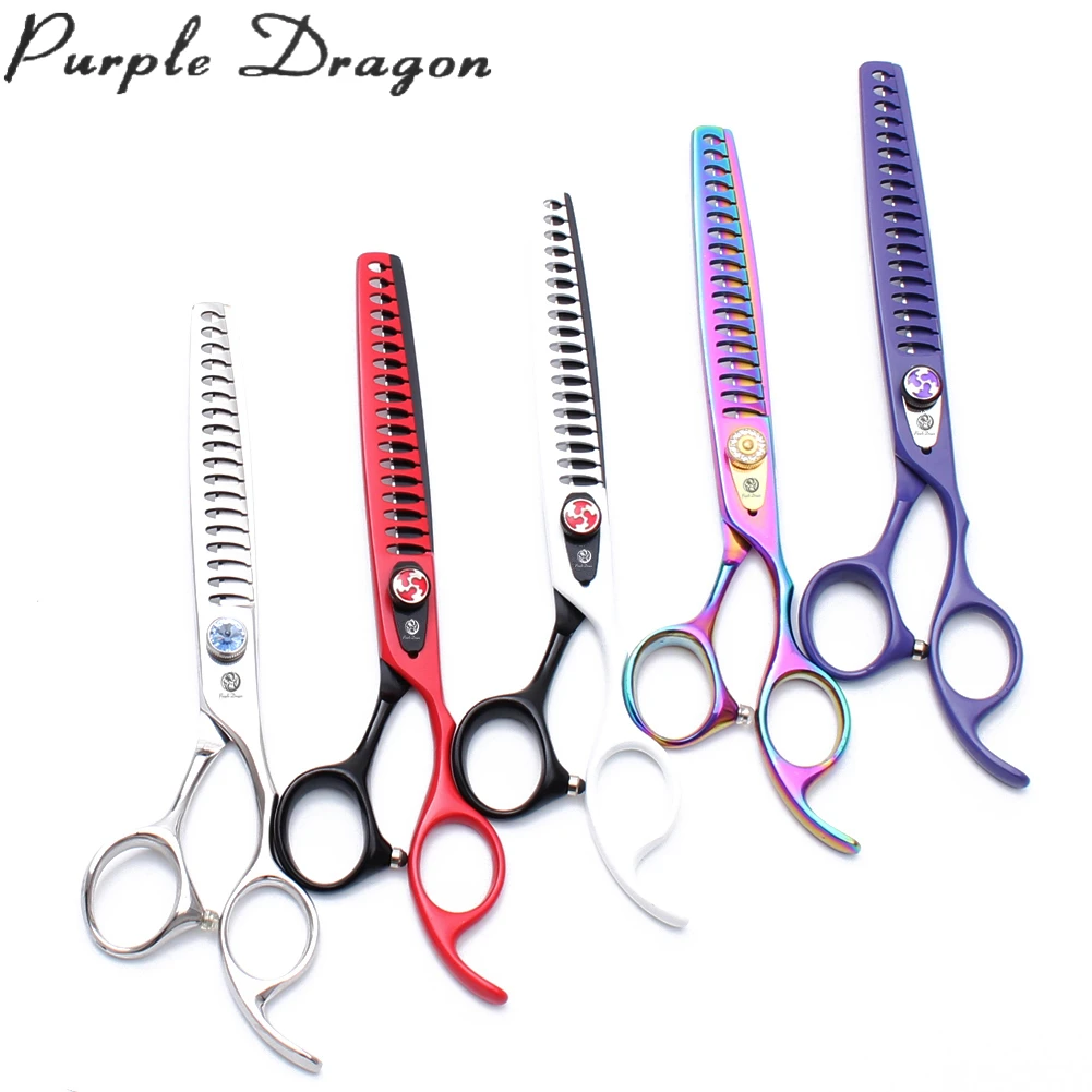 

Purple Dragon Dog Grooming Scissors Professional 7" 8" JP Stainless Thinning Scissors wth Shark Teeth Chunker Z4004 Dropshipping