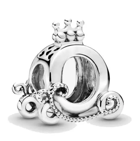 

Подвеска из натурального серебра 925 пробы с бусинами, полированная Корона, Шарм-каретка, подходит для браслетов и ожерелий Пандоры, Женские ...