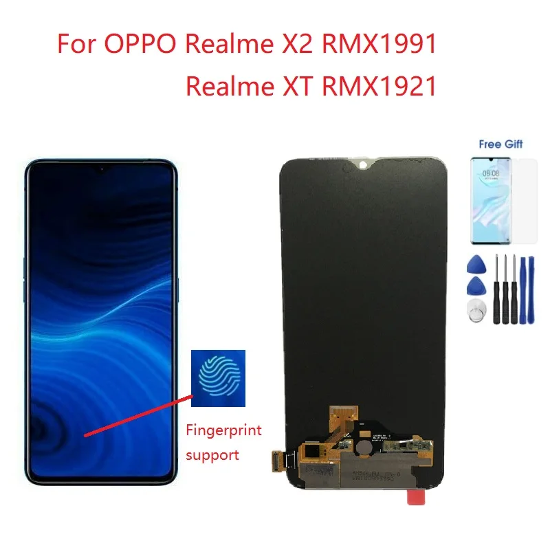 

6,4 дюймовый Supor Amoled Новый ЖК-дисплей для Oppo Realme X2 экран + Сенсорная панель дигитайзер для Oppo Realme XT дисплей RMX1921 RMX1991