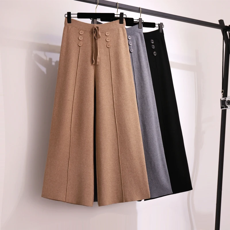 Женские Брюки Большие размеры Трикотаж повседневные свободные штаны осень зима