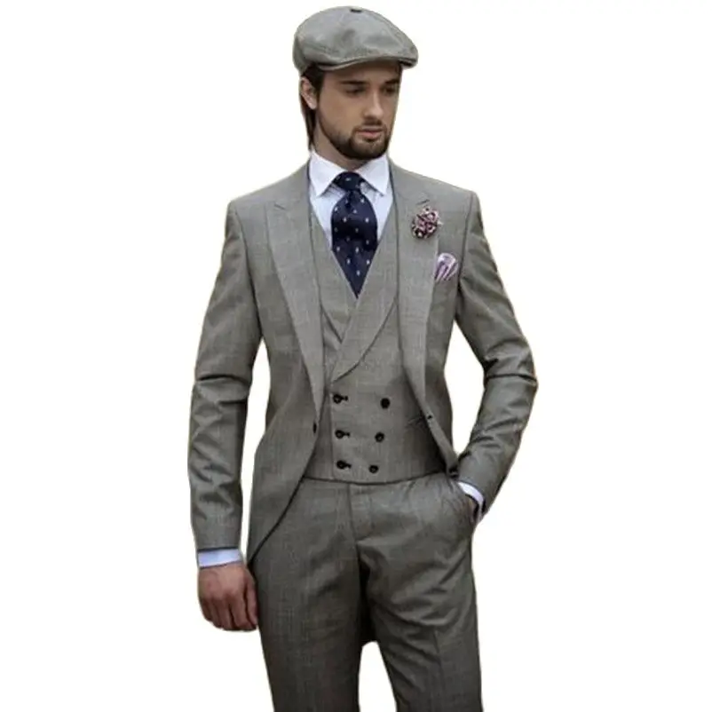 Лучший мужской костюм из трех предметов винтажные серые мужские свадебные