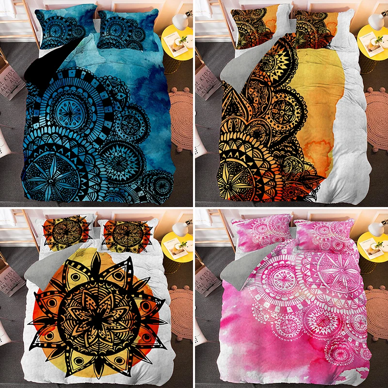 

Psychedelic Mandala Bohemia Bedding Set 2/3 pieces Bedclothes King Queen Size Quilt Covers With Pillowcase Home Textiles