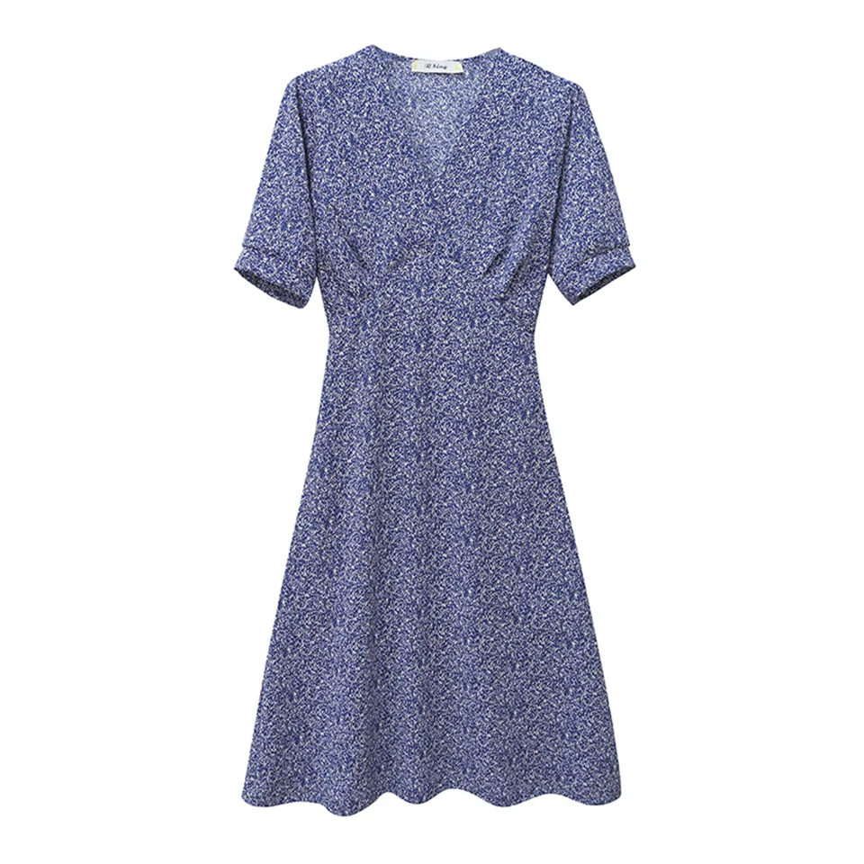 

Summer Fashion New Slim Floral Printed Chiffon Dress Women Elegant A-Line Dress Female Casual Party Dresses Vestidos