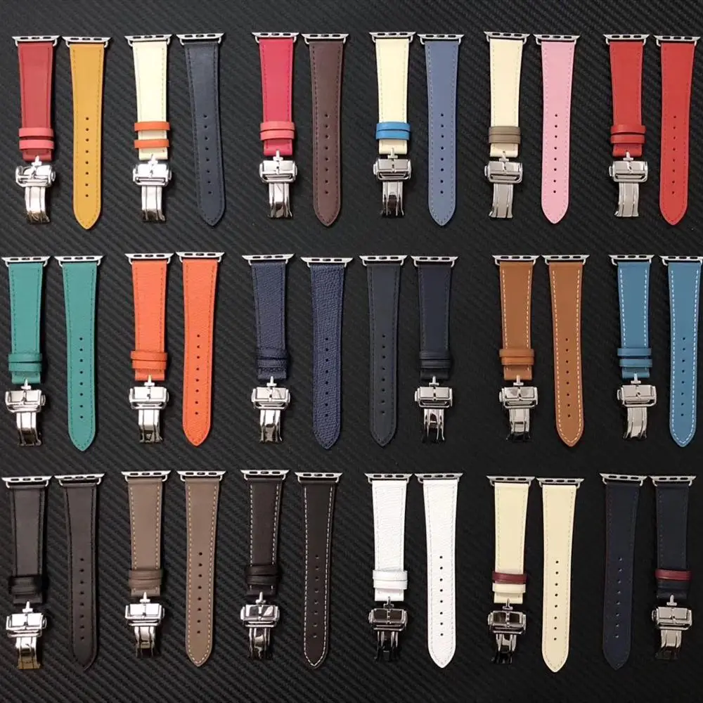 Модный Роскошный кожаный ремешок с застежкой бабочкой для Apple Watch series 5 4 3 2 1 38 40 iWatch