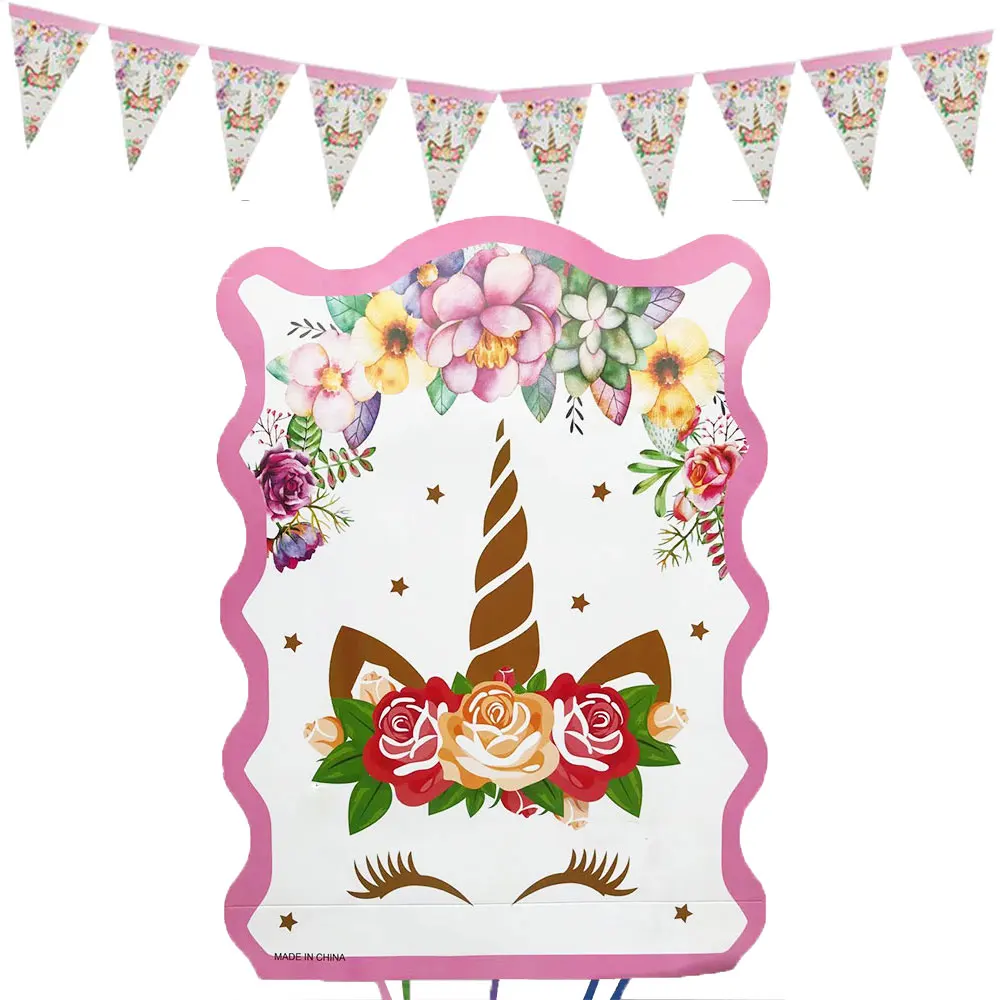 1pcs Pink Unicorn Paper Folding Pinata Disposable Theme Baby Shower Girls Boys Kids Birthday Party Decoration Supplies Favorite