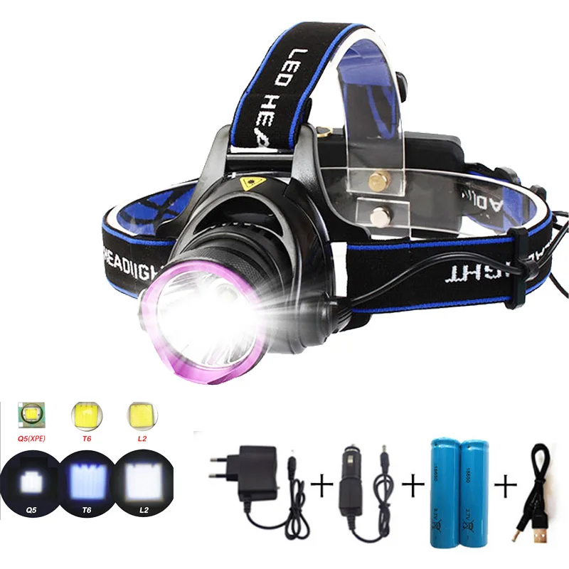 

High Power Led Headlamp Headlight Q5 T6 L2 LED Head Lamp Torch flashlight lampe frontal bright for Hunting Fishing camping